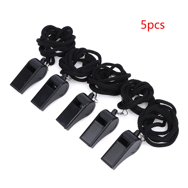 2/5/10 Stuks Hoge Kwaliteit Zwart Fluitje Voor Sport Voetbal Basketbal Scheidsrechter Training Outdoor Survival Fluitje met Lanyard