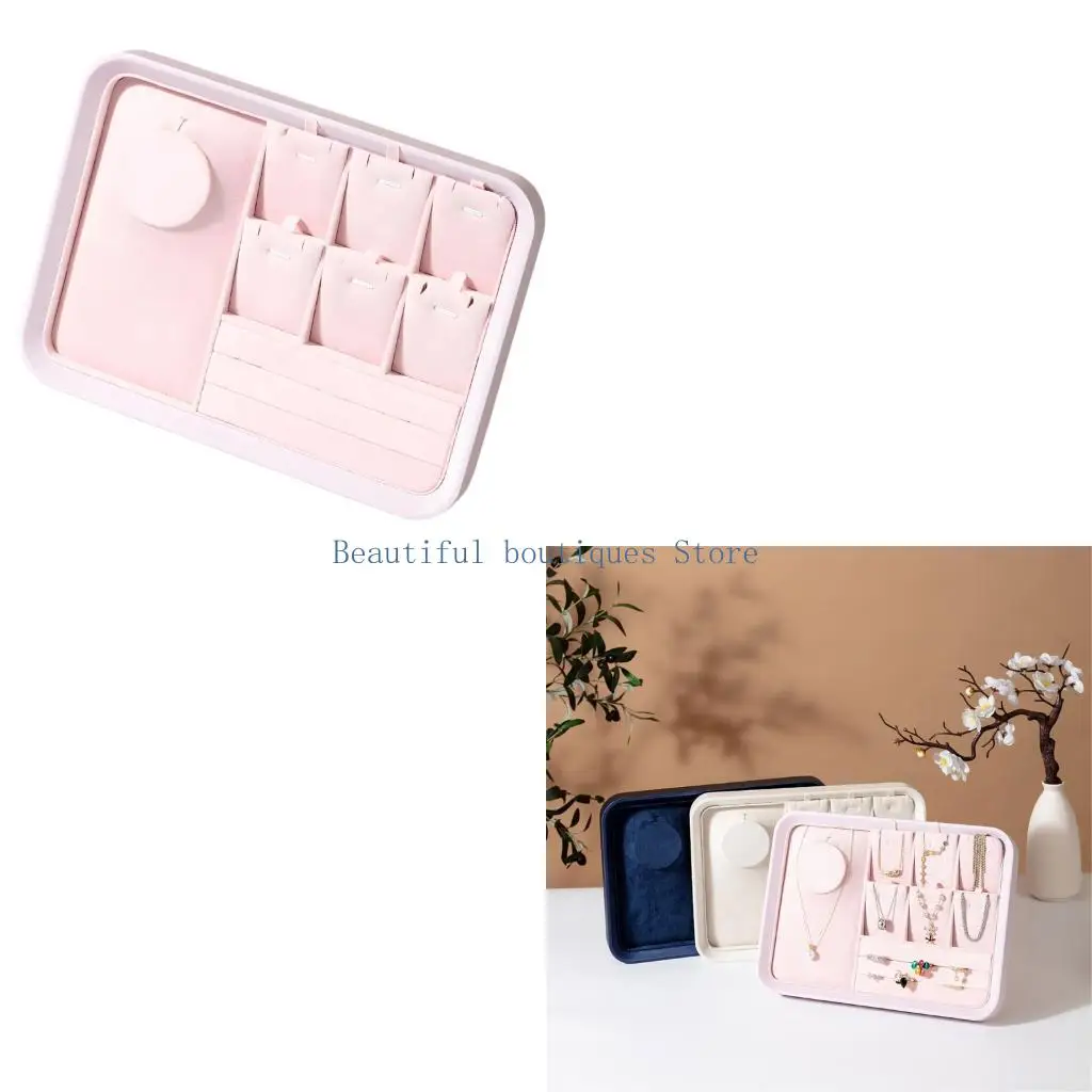 U4LF Wooden Jewelry Display Stand With Plush Fleece Padding For Elegant Showcases