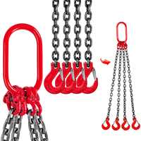 VEVOR 4T Chain Sling - 1M / 2M x 8MM Four Leg with Powder Coating Steel Hook - Grade 80 High Temperature Resistance for Lifting