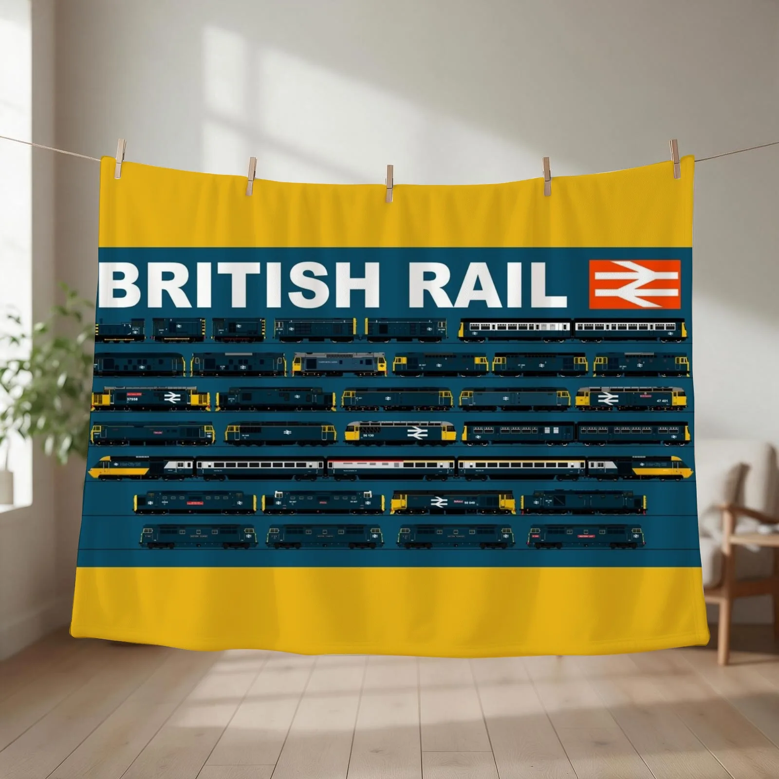British rail trains Throw Blanket couch cozy soft plush fuzzy picnic outdoor blanket