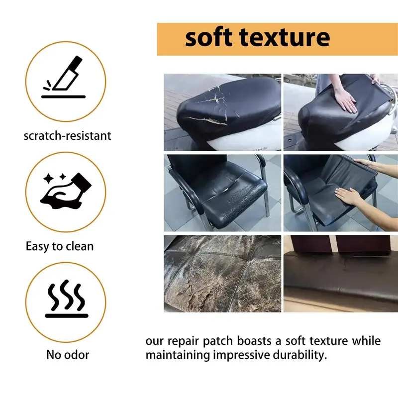 AB02 Leather Repair Patch, 3X60 Inch Self Adhesive Leather Repair Tape For Furniture, PU Leather Repair Kit For Car Seat Durable