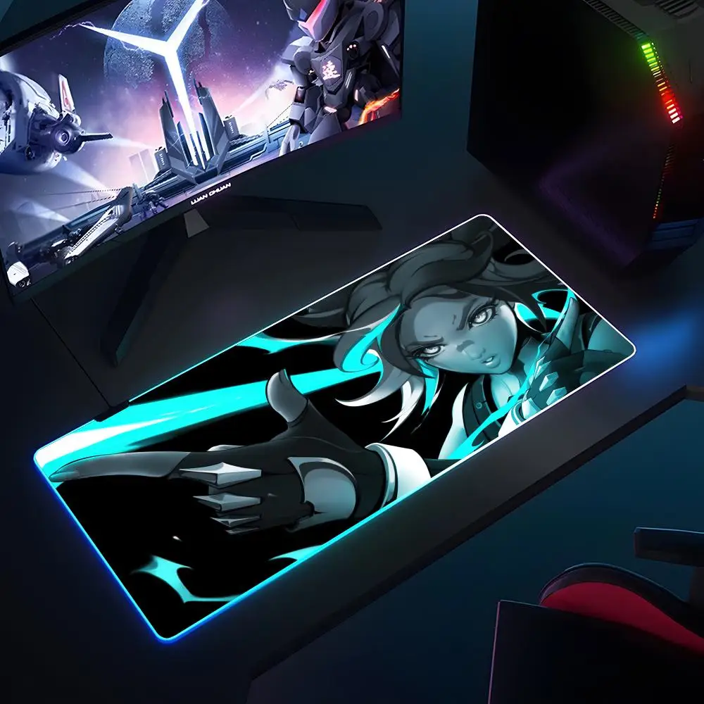 Gaming V-valorant Mouse Pad RGB Luminous 900x400x3mm Thickened  Large Table Pad Encrypted Anti Skid Super Large Mouse Pad