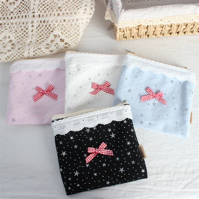 Star bow coin purse, lipstick, headphones, jewelry storage bag, mini portable makeup bag
