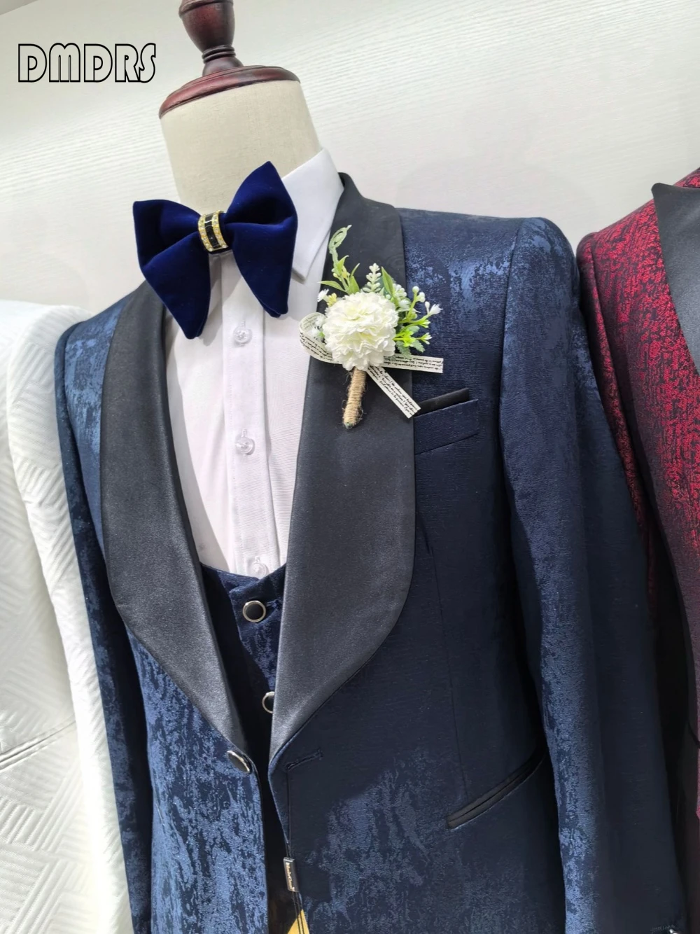 Traje de boda informal de punto de alta calidad para hombre, conjunto de 3 piezas, abrigo, pantalones, chaleco, envío rápido, disfraces con un botón