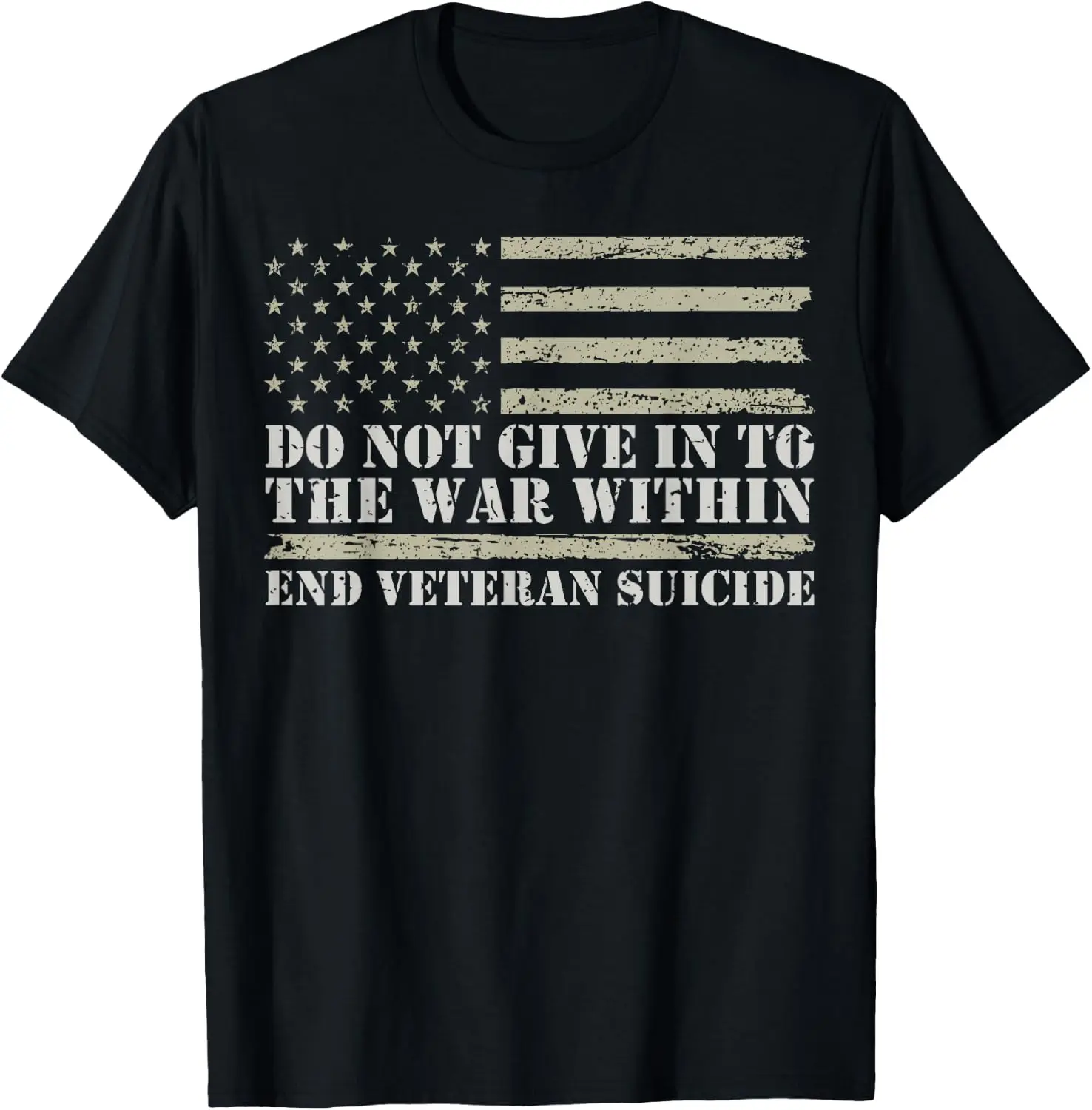 Do Not Give In To The War Within Veteran's Mental Health T-Shirt 100% Cotton Trendy Y2K Short-Sleeve Tee – Soft, Quick-Drying, & Moisture-Wicking; Ideal for Sports or Casual Wear; Great Gift for Christmas or Halloween.