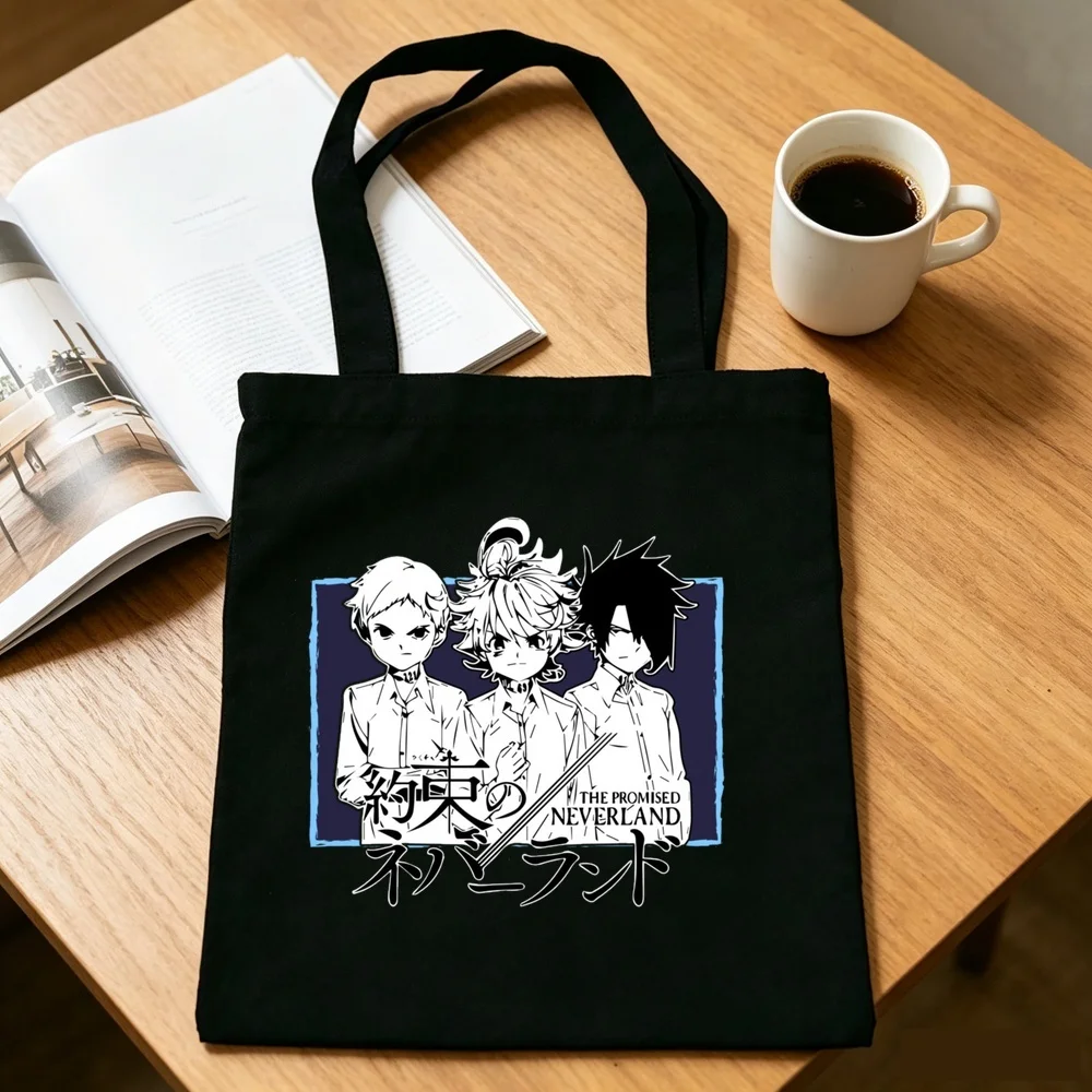 the Promised Neverland tote bag foldable reusable bolsas de tela torba na zakupy canvas  woman