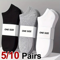 5/10 Pairs Unisex Comfort-Fit Ankle Socks For All Sweat absorption Breathable Lightweight - Ideal For Sports & Daily Wear