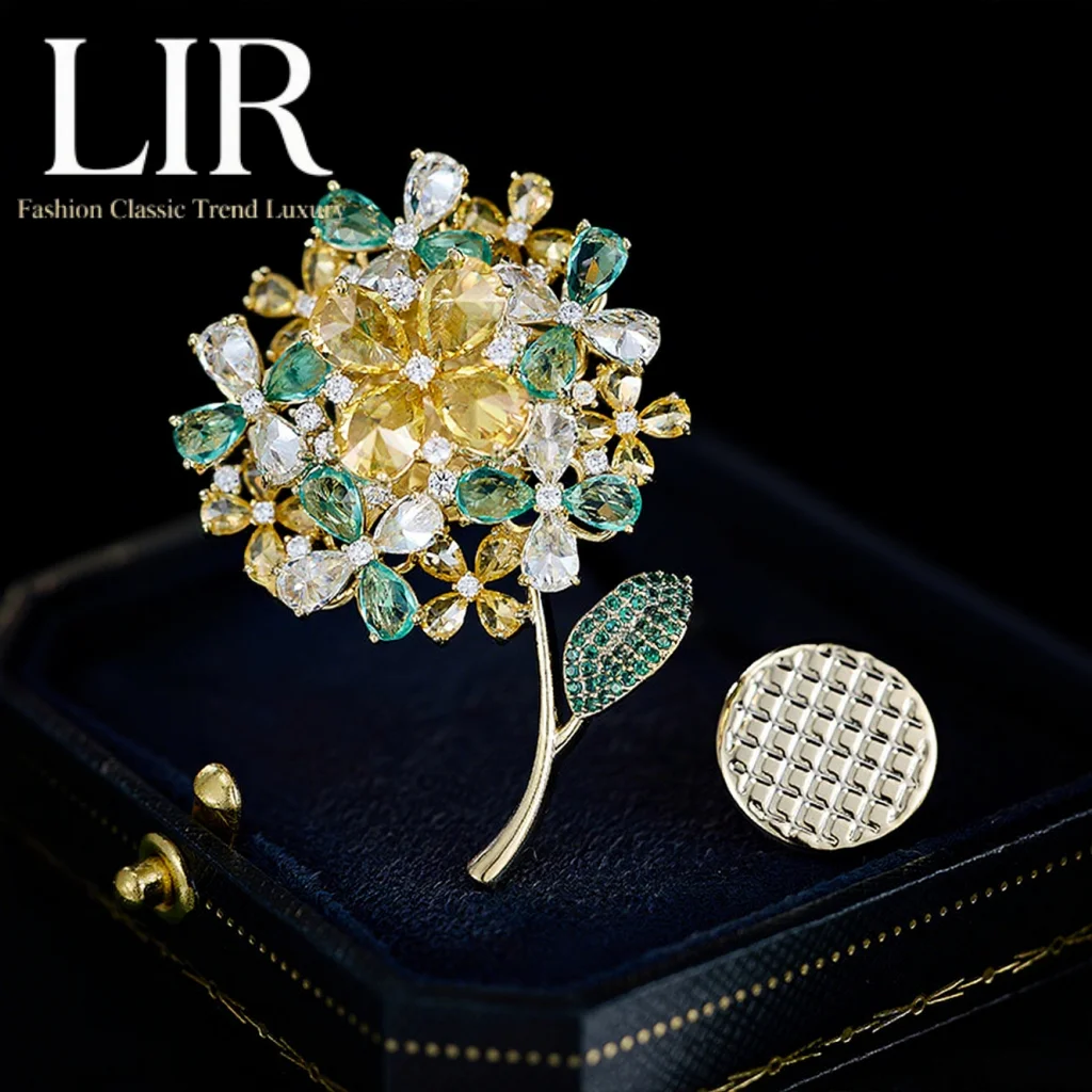 بروش الهندباء الأنيق الطازج من LIR: ترصيع الزركون الملون، مشبك مغناطيسي، طوق مضاد للتعرض، دبوس عالي الجودة