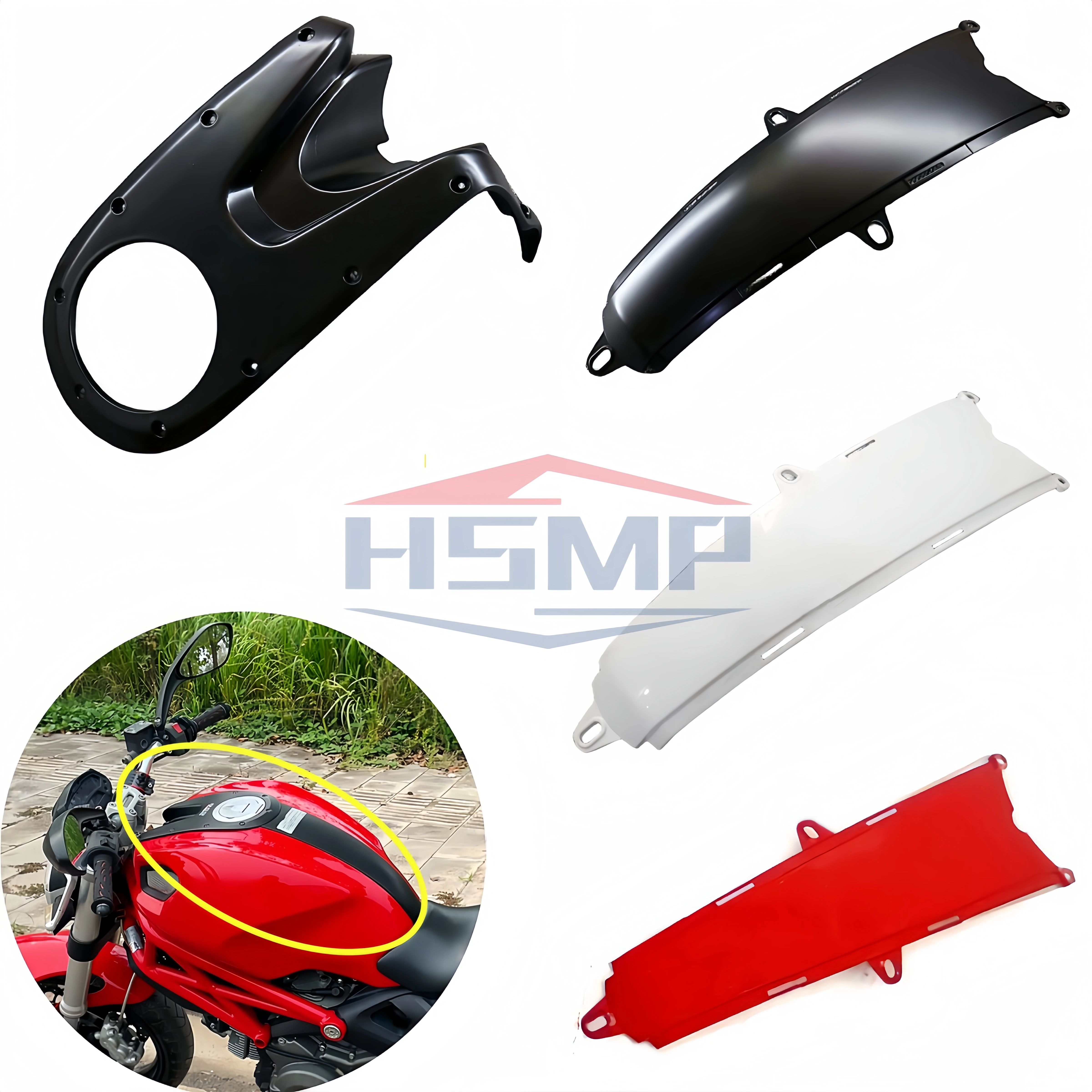 for Ducati Monster 696 796 1100 1100S EVO 2009 2010-2015 motorcycle fuel tank middle fairing ABS plastic body decoration kit