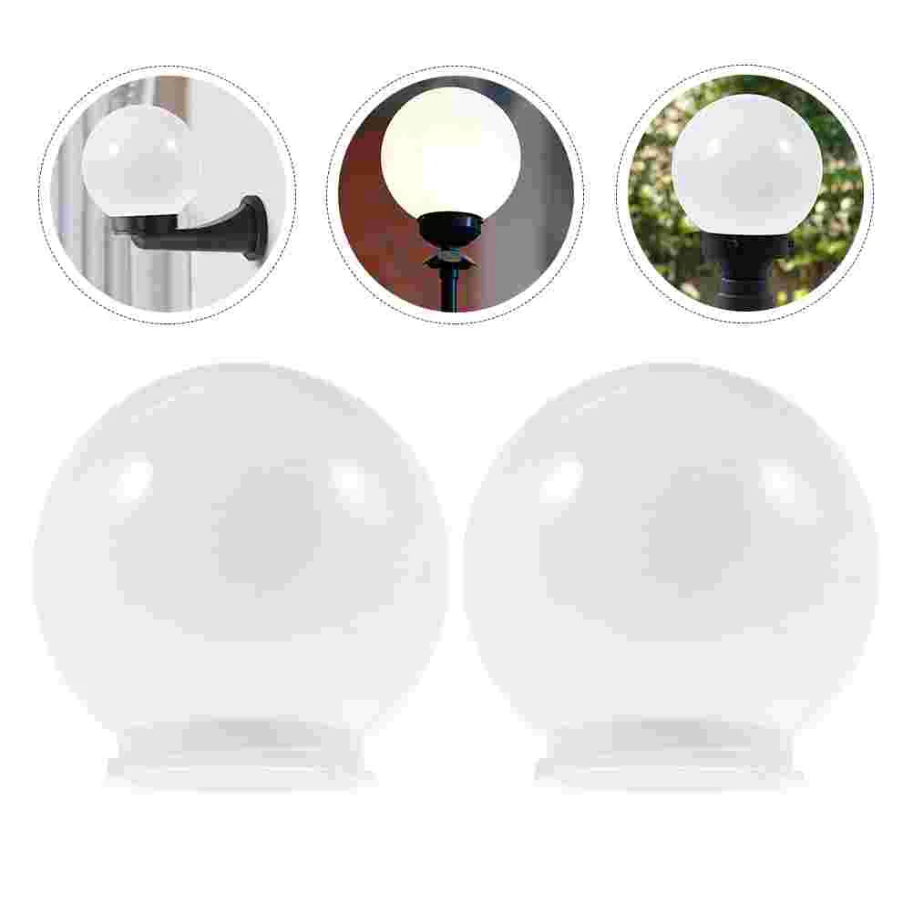 2 Pcs Ball Lampshade Acrylic Replacement Globe Post Glass Villa Entrance Decoration Outdoor Light Patio Covers Fixture