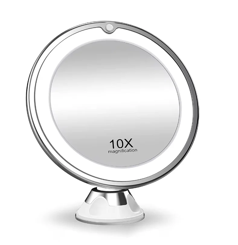 

24Pcs Flexible 10x Magnifying Mirror LED LightingTouch Screen Portable Dressing Table Makeup Dry Battery RX