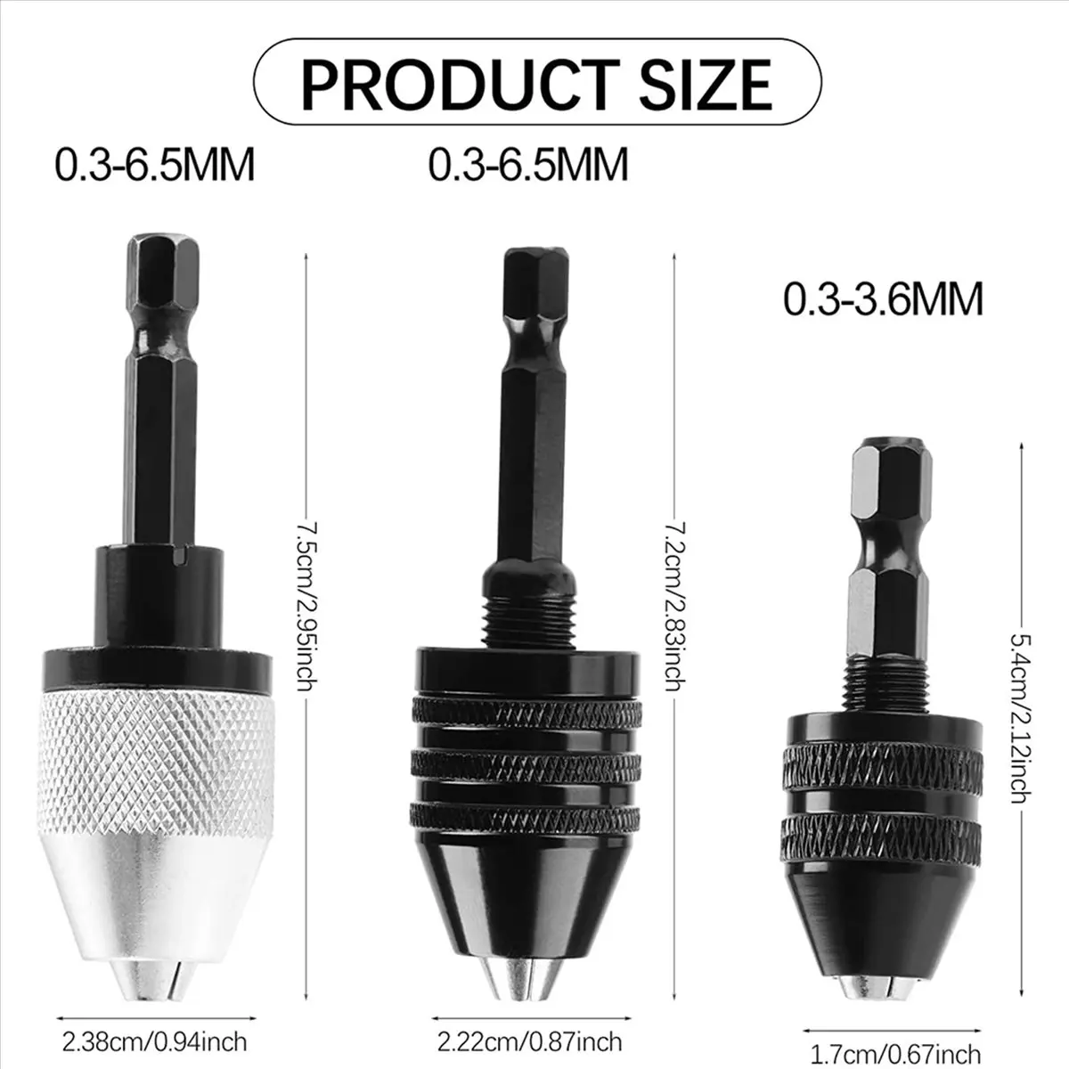 30PCS 1/4 Inch Hex Shank Keyless Drill Chuck Quick Change Adapter Converter Impact Drills Bits