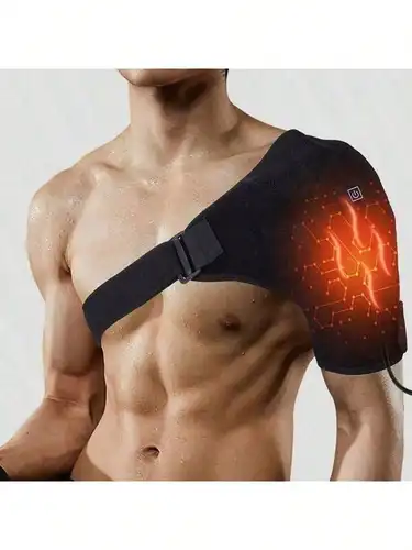 Imagen 2 del producto Soporte de almohadilla calefactora para hombros, almohadilla calefactora vibratoria para rodilla, codos y hombros, ejercicio cálido y para aliviar, Fitness