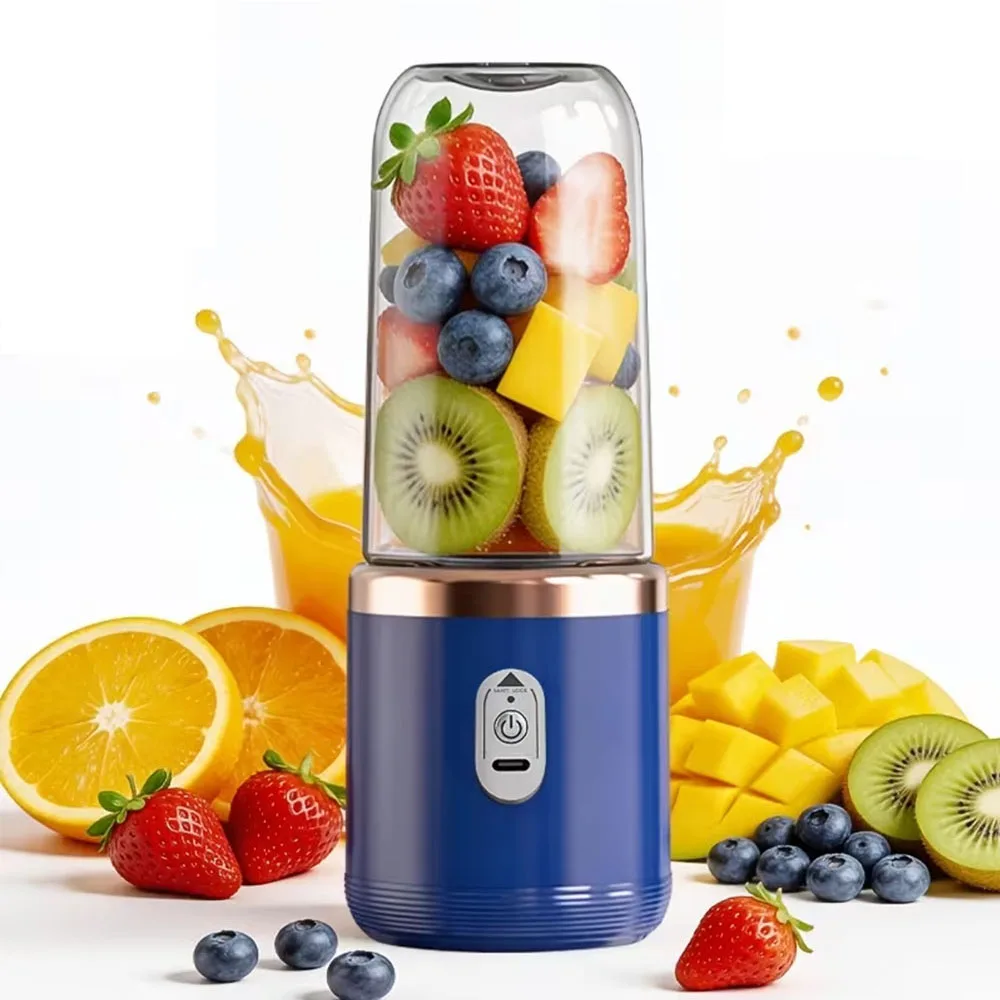 400ml Tragbarer Elektrischer Entsafter mit Doppelbecher, USB-Fruchtmixer für Saft, Milchshake und Smoothie, Multifunktions-Saftbereiter