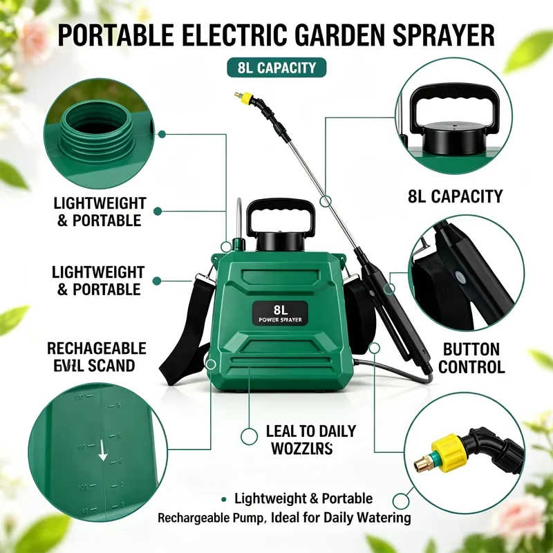 NEW Electric Sprayer Portable Agricultural Sprayer for Home High-Pressure Pesticide Sprayer Garden Watering Flower Mist Machine.