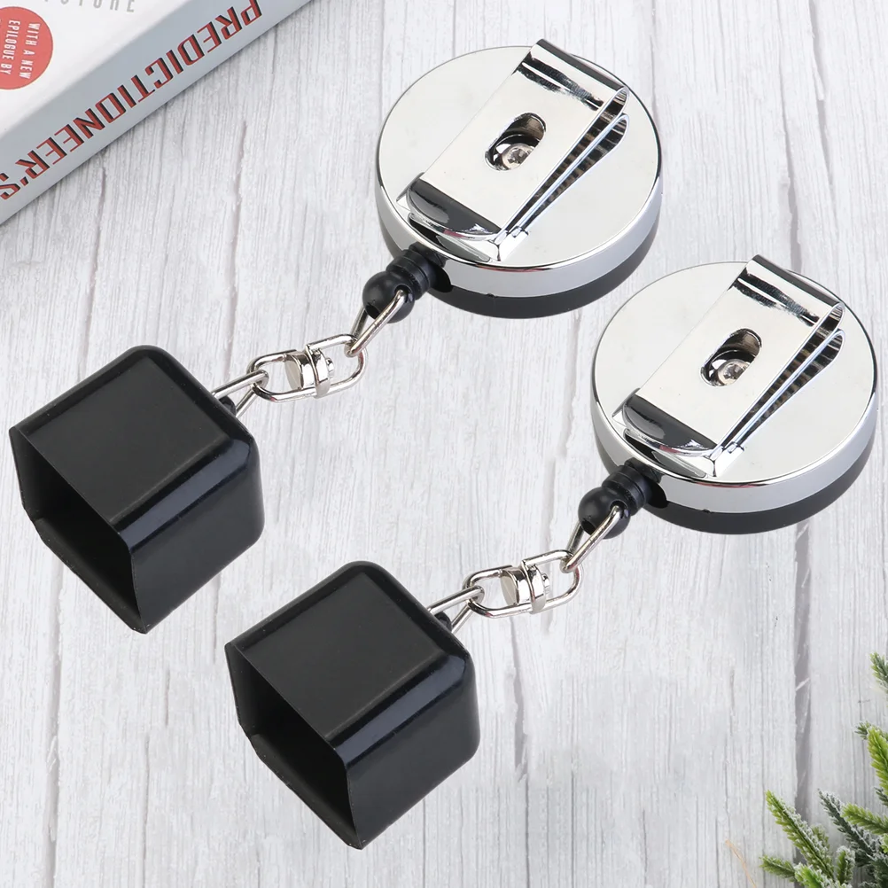 2 Pcs Billiard Chalk Holder Iron Retractable Cord Clip Belt Pocket No Misplaced Chalk Suitable Home Commercial Use Pool