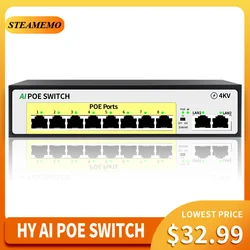 Steamemo série hy 8 port poe switch 100muplinked 120w fonte de alimentação embutida adequada para câmera ip/ap sem fio