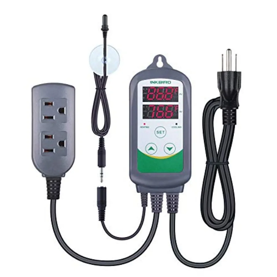 

ITC308S Temperature Controller for Aquarium with Submersible Probe Heating Cooling Outlets Thermostat for Heater and Cooling Fa