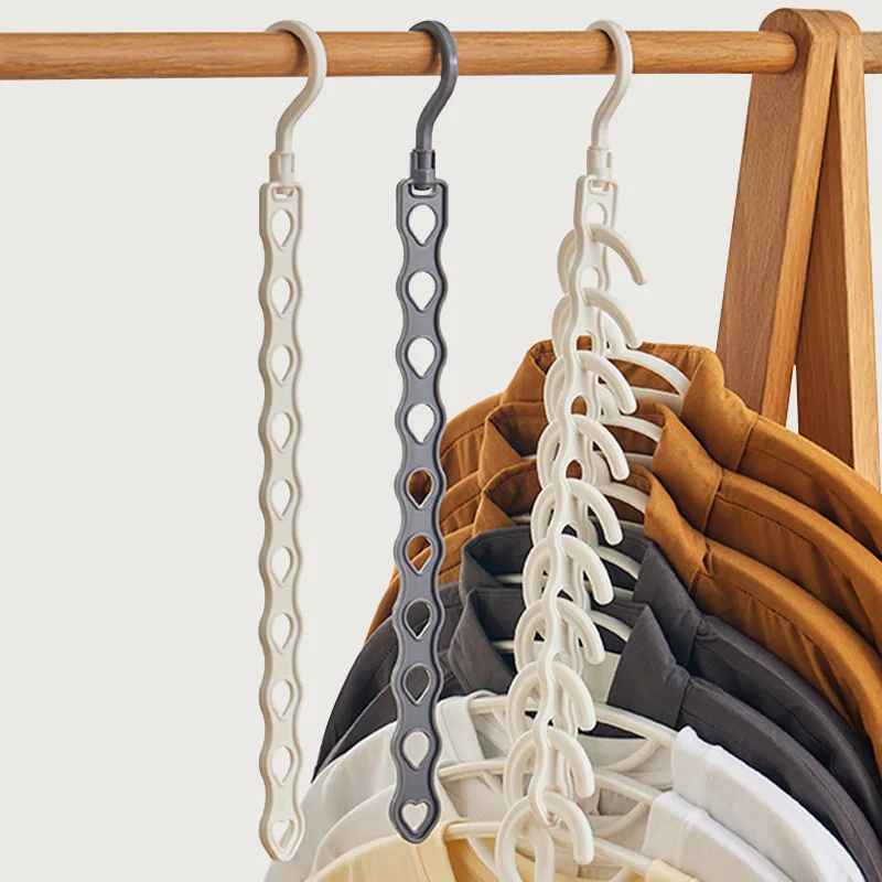 1PC Rotatable Porous Hanger Storage Rack Household Dormitory Clothes Brace Organizer Multi-Storey Balcony Hanger Storage Rack