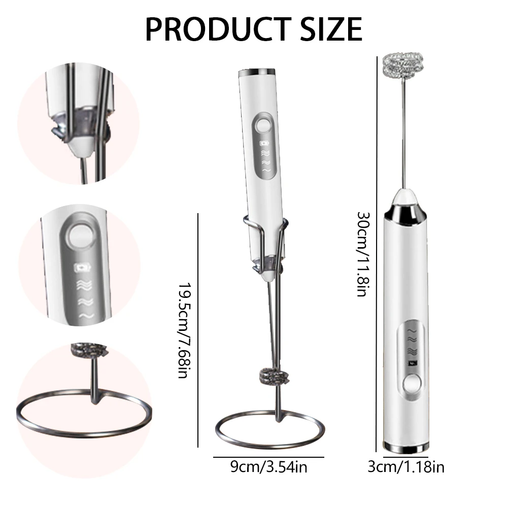 Montalatte elettrico frullatore per schiuma di latte portatile senza fili macchina per caffè frusta Mixer Cappuccino crema frullino per le uova con supporto