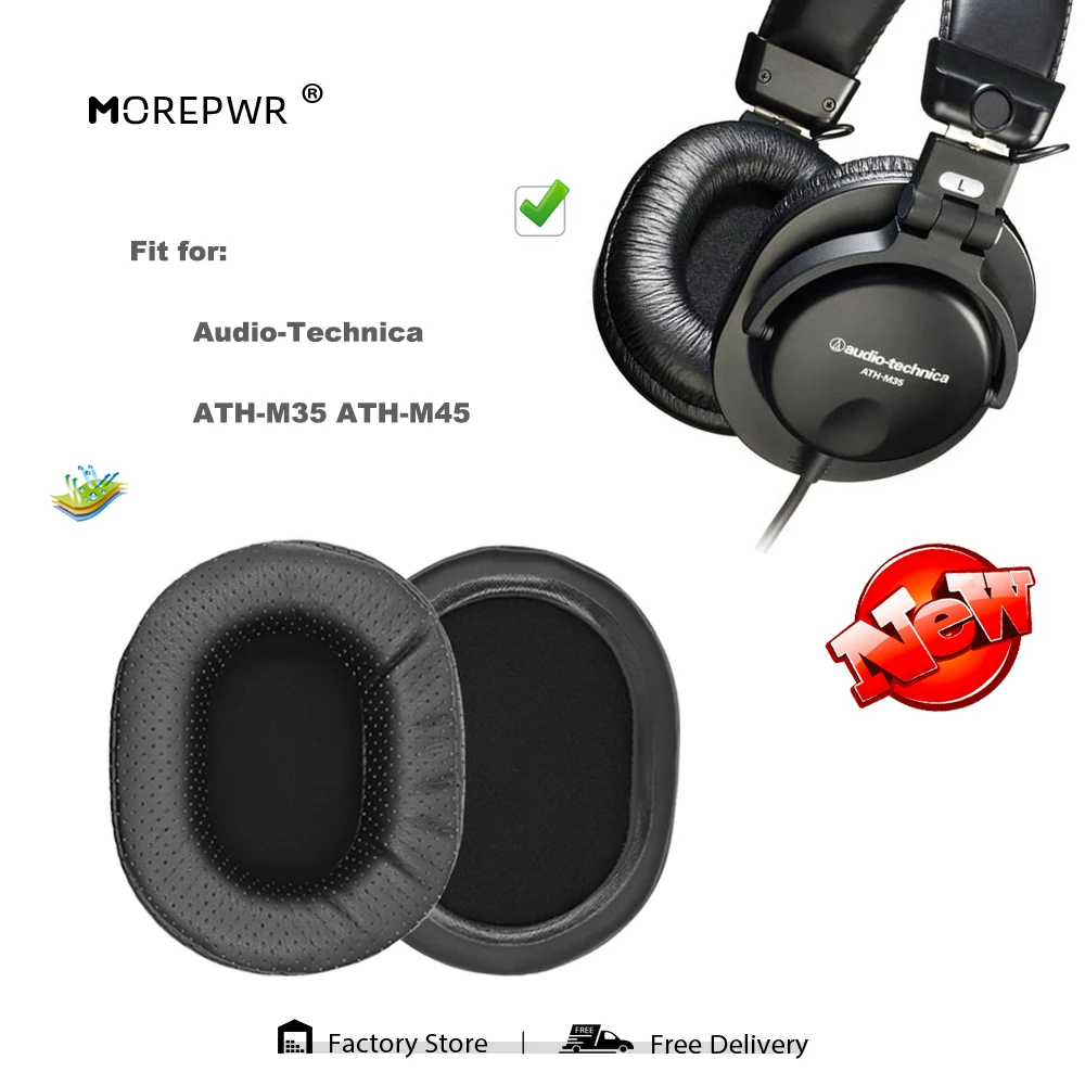 Morepwr Ersatz Ohr Pads für Audio-TechnicaATH-M35 ATH-M45 Headset Teile Leder Kissen Samt Ohrenschützer-kopfhörer Hülse