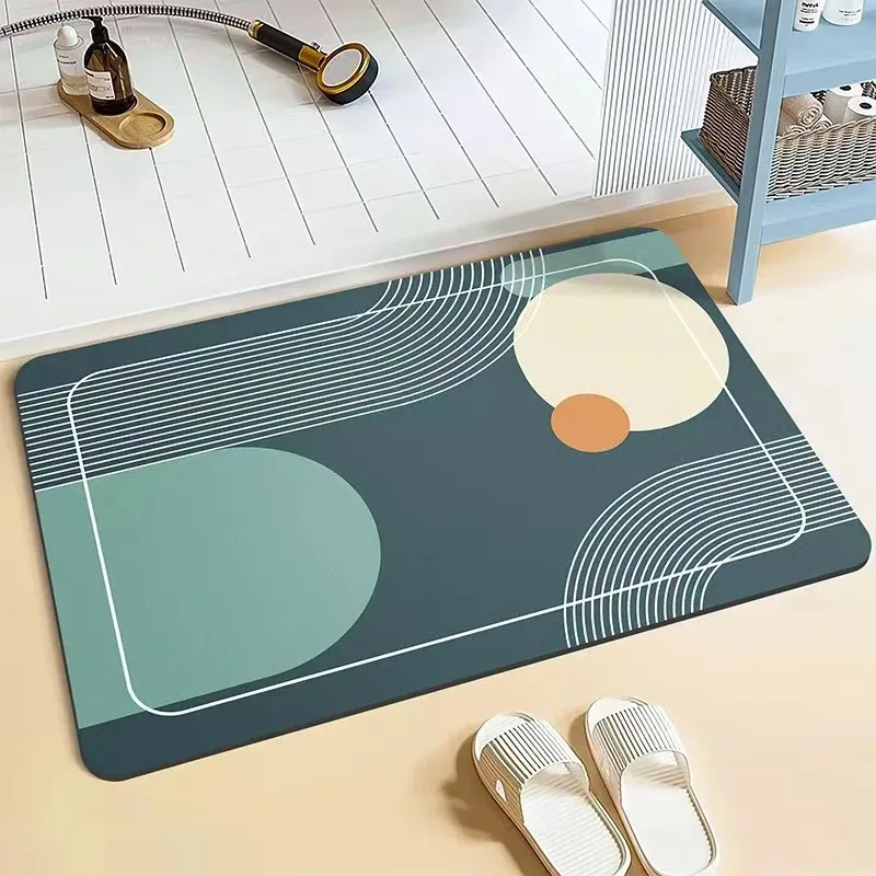 Cat Printed Bath Door Mat Diatom Mud Bathroom Kitchen Rugs Water Absorption Anti-skid Household Porch Home Entrance Floor Carpet