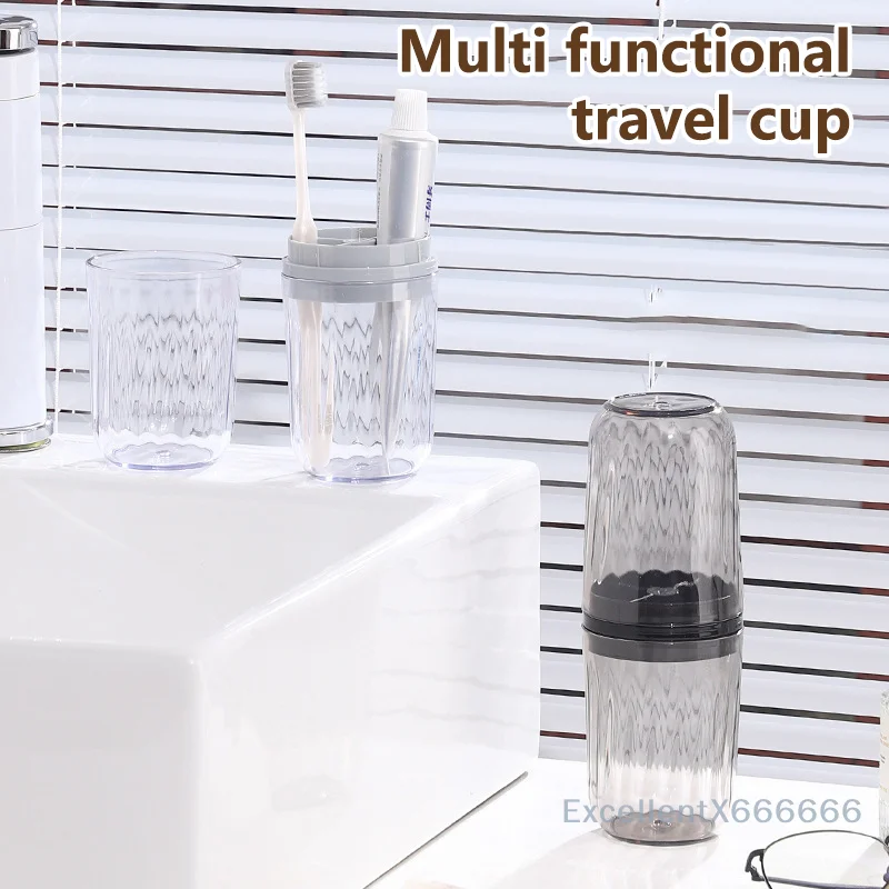 

Portable Toothbrush Storage Case Detachable Design Toothbrush Rack Dry And Wet Separation 2 In 1 Mouthwash Cup Dustproof Holder