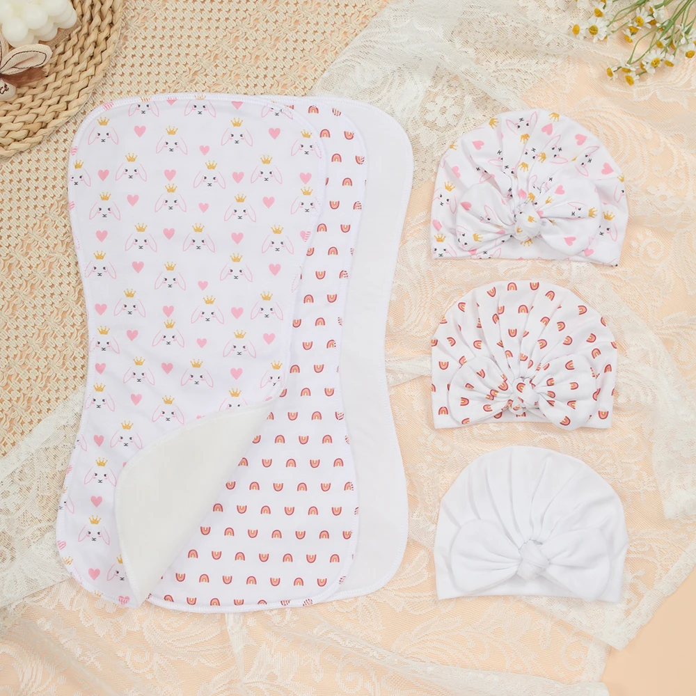 

Набор из 3-х милых детских салфеток для отрыжки с мультяшным принтом, очень мягких и впитывающих, с бантиком для малышей