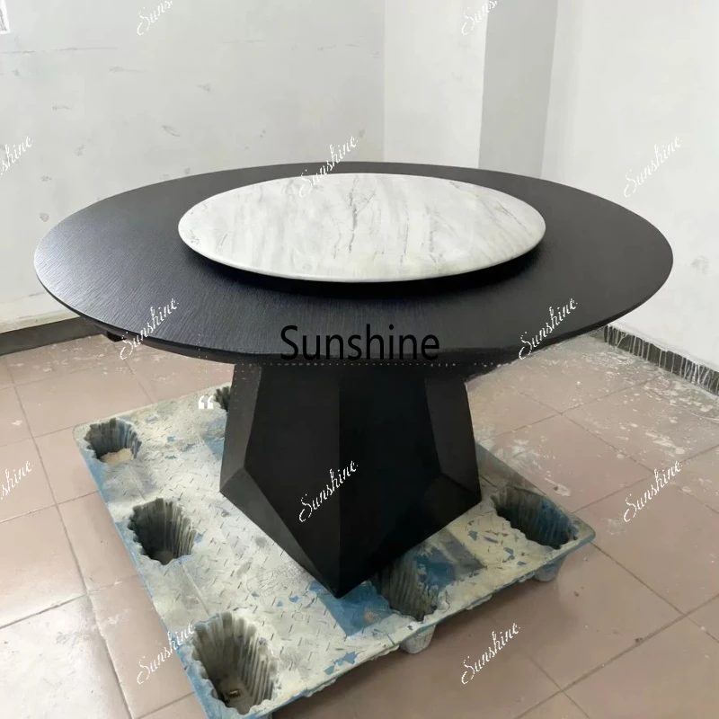 

Italian minimalist solid wood modern light luxury high-end rock slab dining table