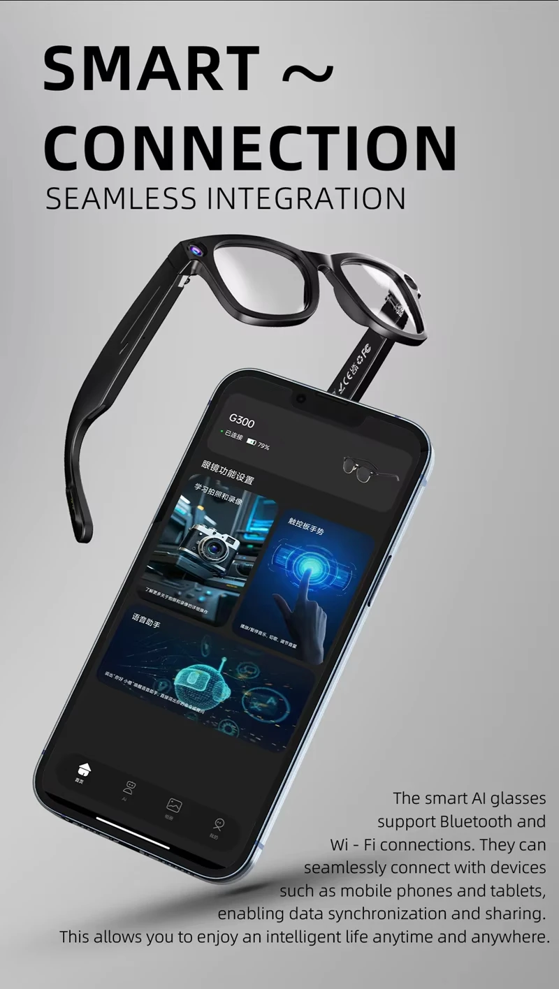 Xiaomi الذكية AI نظارات 800 واط بكسل AI اطلاق النار كاميرا HD صور فيديو مكالمة صوتية ترجمة مقاوم للماء بلوتوث G300 نظارات
