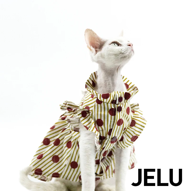 JELU Jilu Hairless Cat Sphinx German Clothes Skirt Sweet Ladies Dotted Princess Skincare Pure Cotton