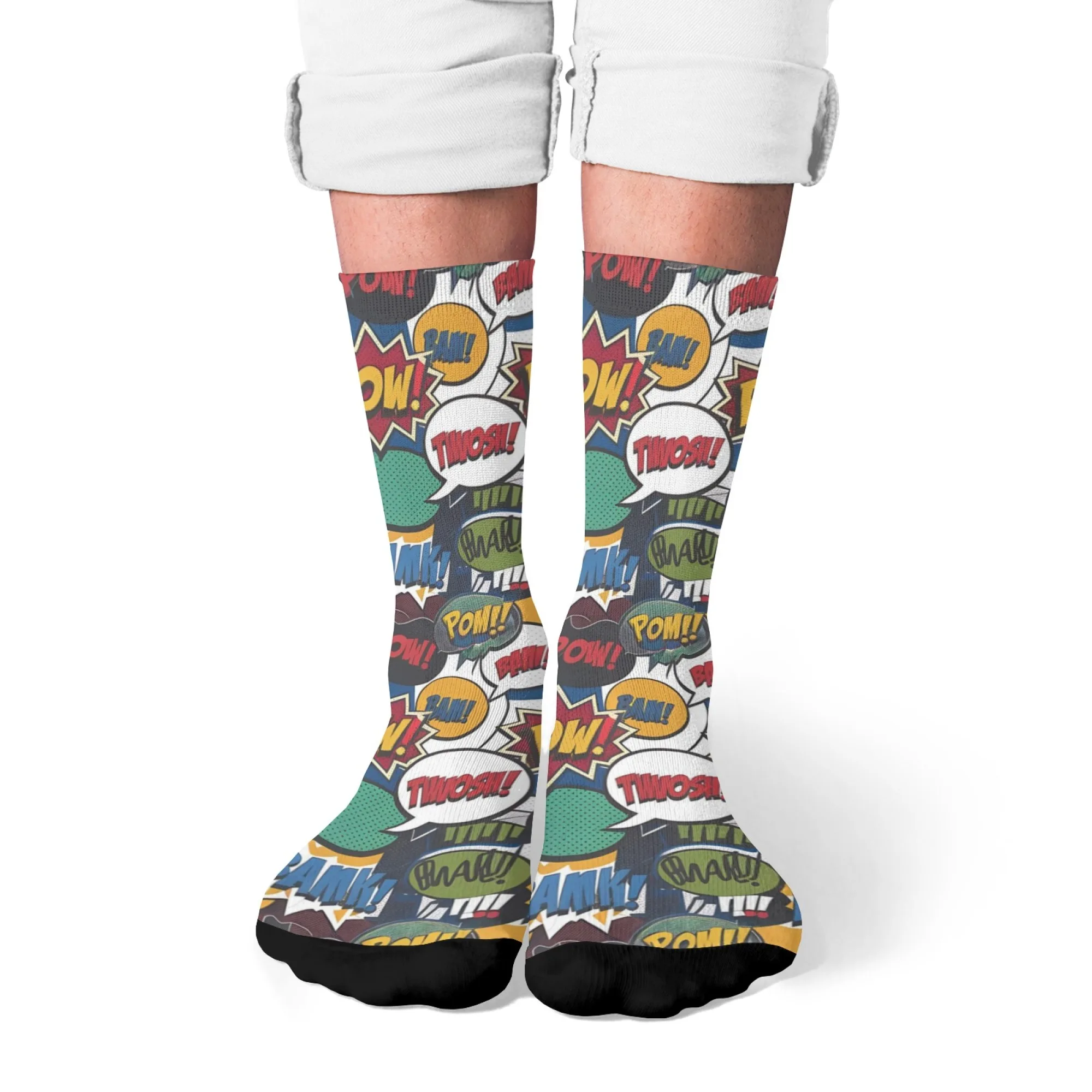 Fun street graffiti comic pop art socks men and women leisure outdoor sports socks hip hop happy personality crew socks gift