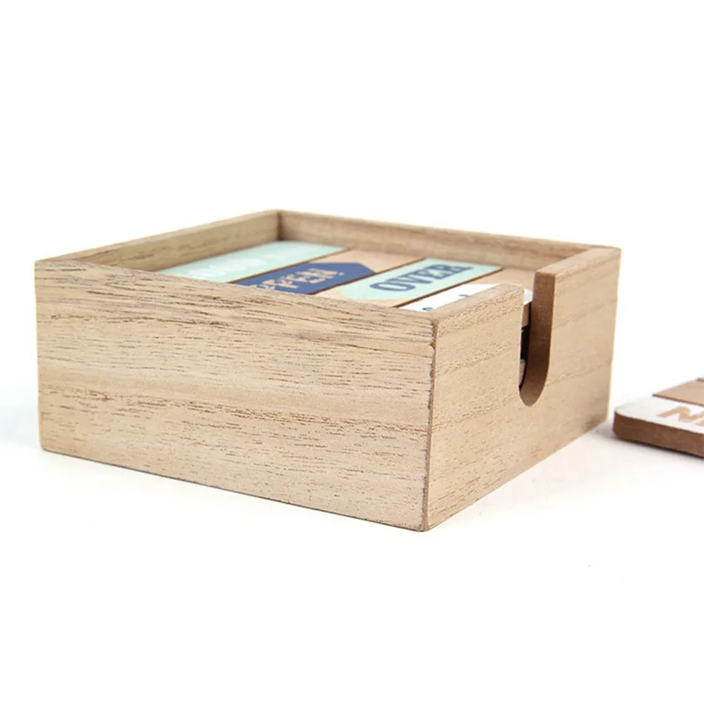 1Set Wood Coasters Rustic Square Cup Mat Heat Resistant Insulated Non Slip Coasters for Home Table Bar Office