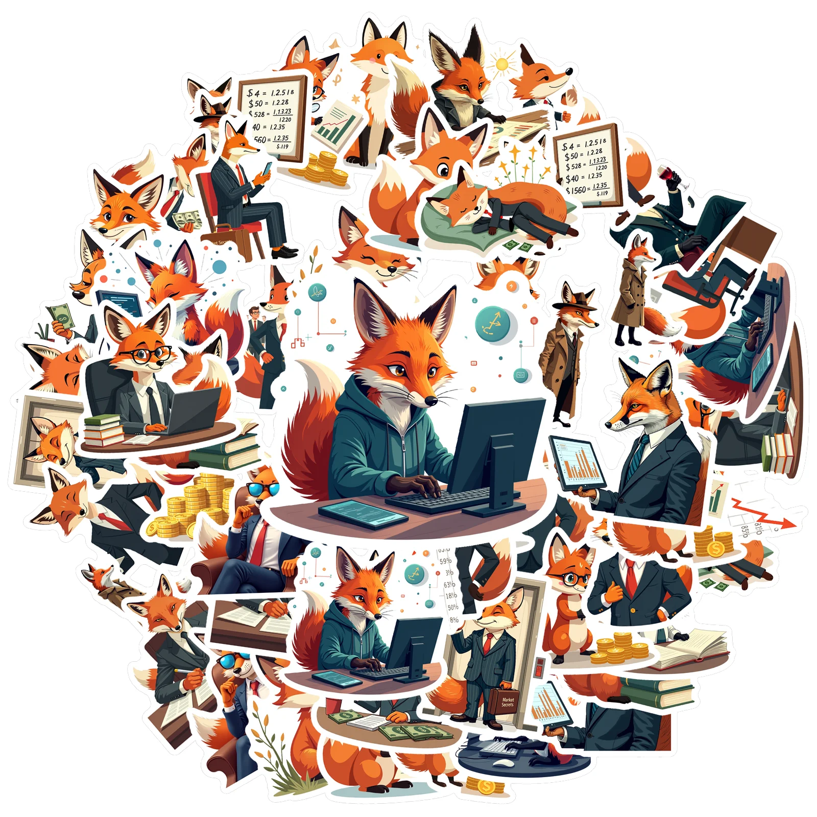 35pcs-100pcs Decals  colorful Animal Stickers Cartoon Stickers Office Stickers for  instruments computers stationery