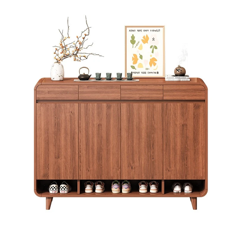 

Door storage entrance cabinet, integrated solid wood color, storage cabinet, indoor shoe rack