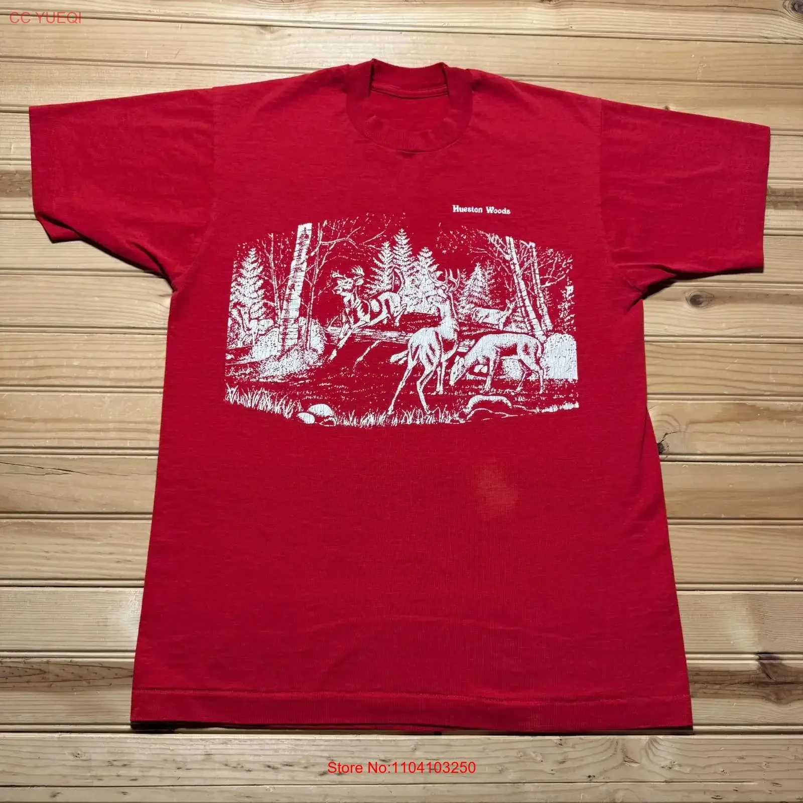 Vintage 90s Hueston Woods State Park Ohio Deer Forest Souvenir T Shirt Medium vintage Washed Unisex Versatile Stylish