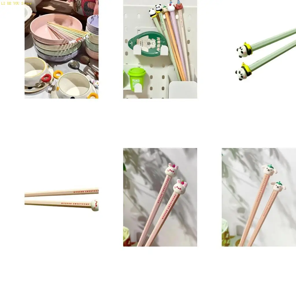 W3JE Premium Alloy PVC Chopsticks Animal Parties Designs Safe for High Temperatures Cooking and Daily Use