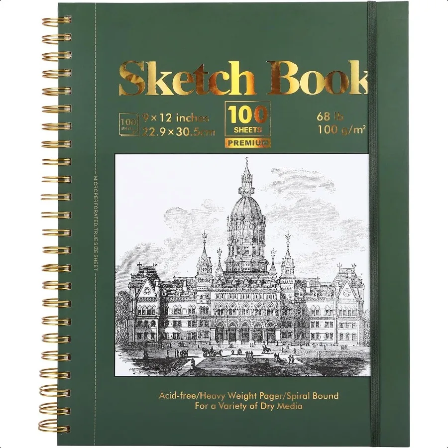 9x12 كتاب رسم 100 ورقة دوامة ملزمة كراسة الرسم الفنية مع جيوب 68lb 100gsm حمض الحرة الفنان رسم الوسادة ورقة اللوحة