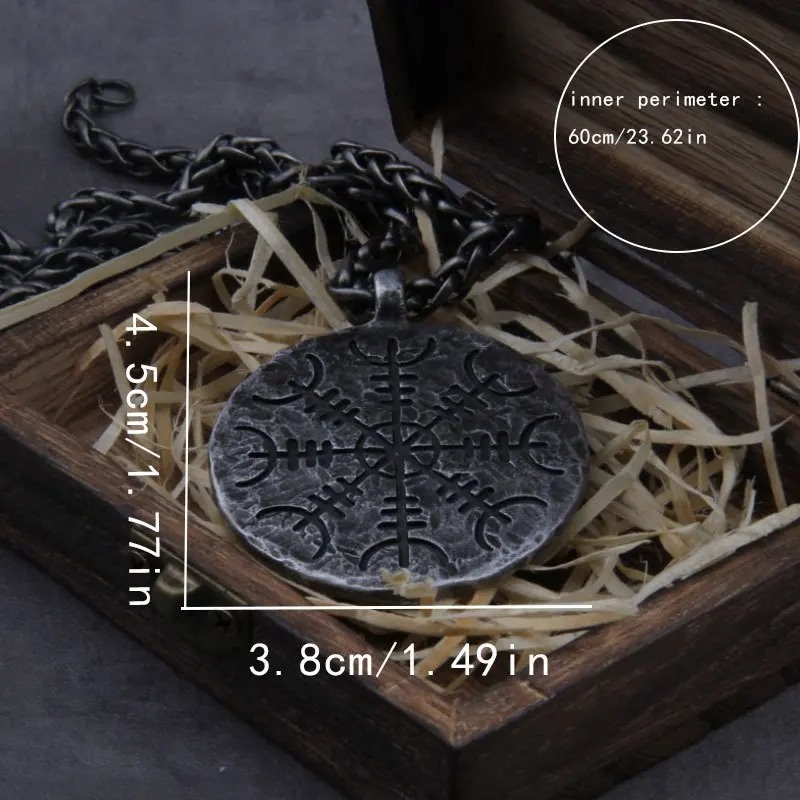 New Viking Compass Rune Aegishjalmur Pendant Necklace for Men Women Personality Charm Ornament