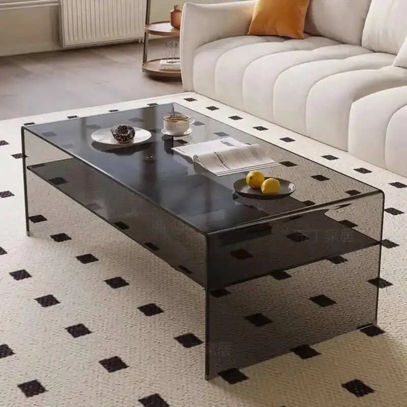 الفاخرة الحديثة الجدول الزجاج القهوة شفافة غرفة المعيشة طاولة جانبية مصمم الدائمة تتحرك الأريكة الأثاث النمط الصيني #3