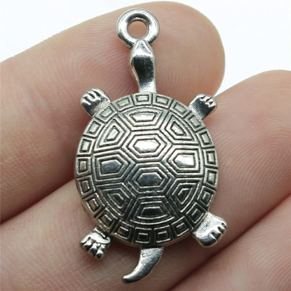 WYSIWYG 4pcs 34x28mm Sea Turtle Pendant Turtle Pendant Antique Silver Color Turtle Pendants Charms