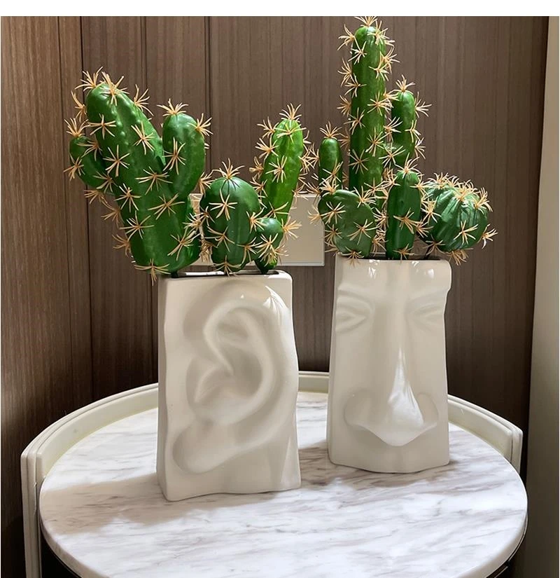 Creativity Potted Cactus Vase Nordic Simulation Green Plants Succulents Flower Pot Decoration Indoor Bookcase Desktop