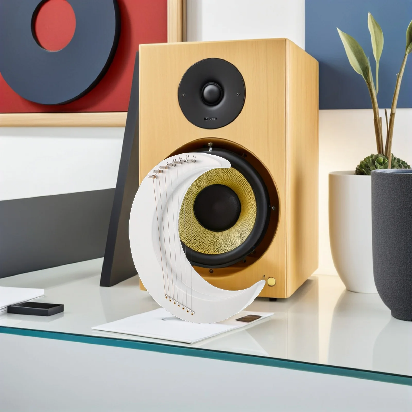 

Moon Lyre Harp 7 String Wooden Crescent Harp Portable Mini Music Instrument for Beginners Travel Practice Music Lovers