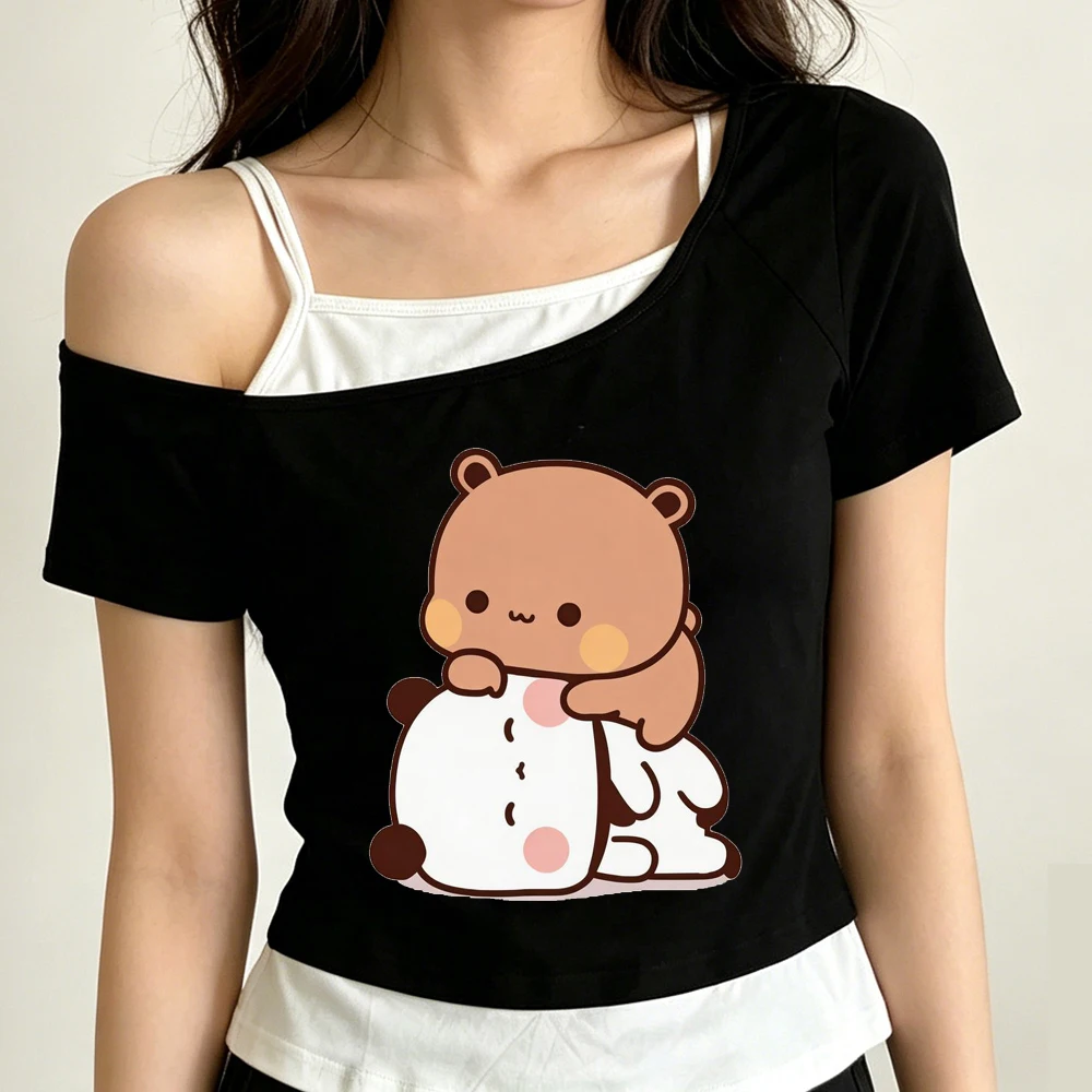 Bubu Dudu cropped top female goth scene  funny anime cute t shirt clearance sales manga gothic cutecore harajuku