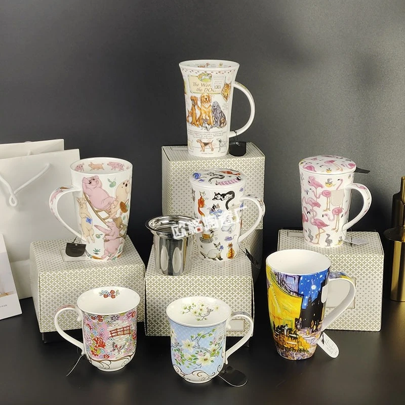 

Large Capacity Bone China Mugs Cute Animal Ceramic Water Cups Couples Milk Cups Exquisite Gift Box Packaging