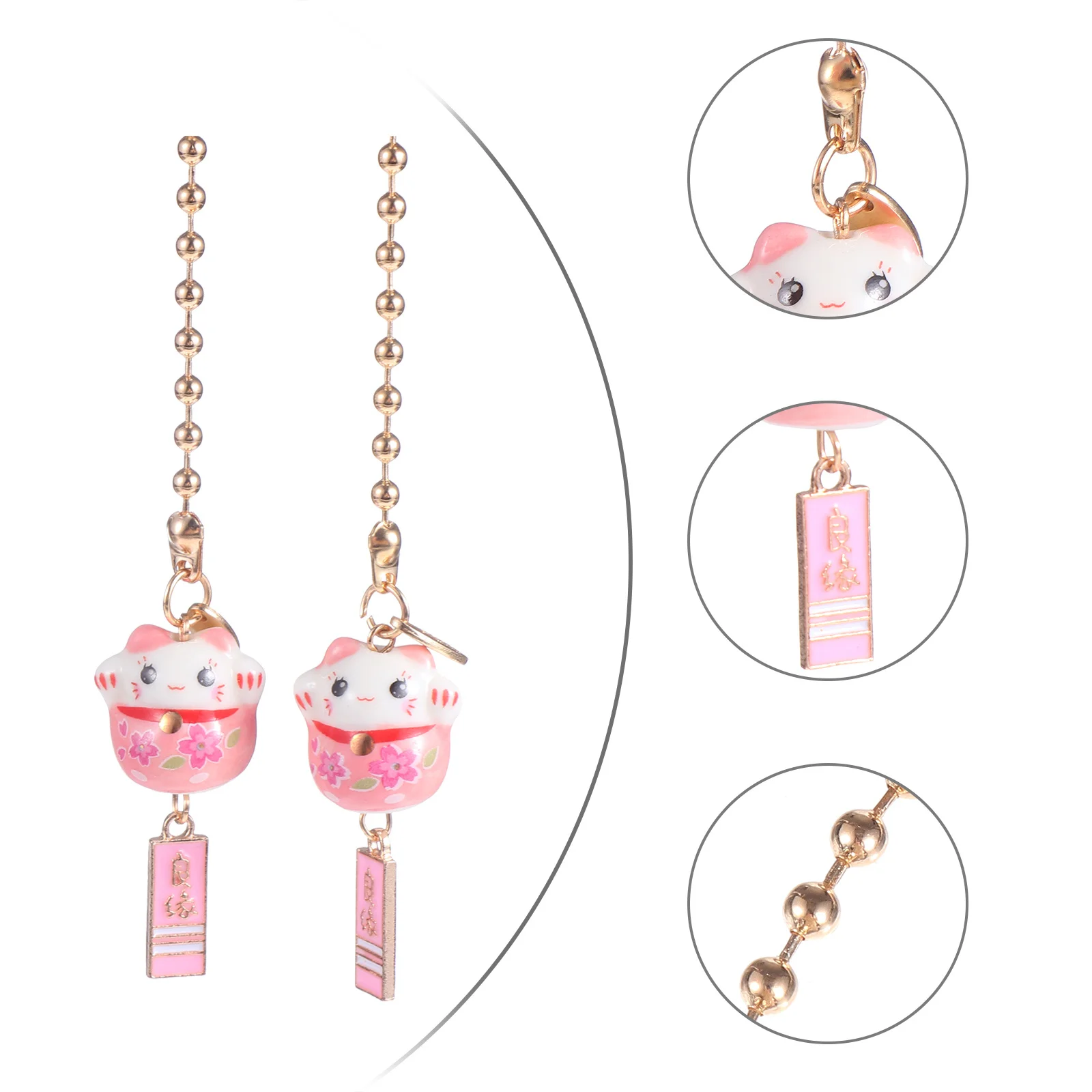 

1Pair Ceramic Fortune Cat Hanging Pendant Car Charm Rearview Mirror Decor Car Interior Ornament Lucky Cat Hanging Adornment