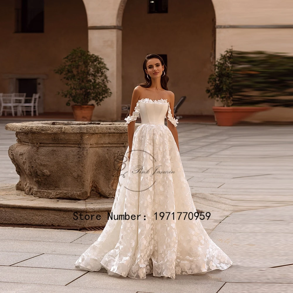 

Luxury Wedding Dresses For Woman Bridal Gowns Off The Shoulder Lace Appliques Elegant A-Line Formal Vestidos De Novia 2024 New