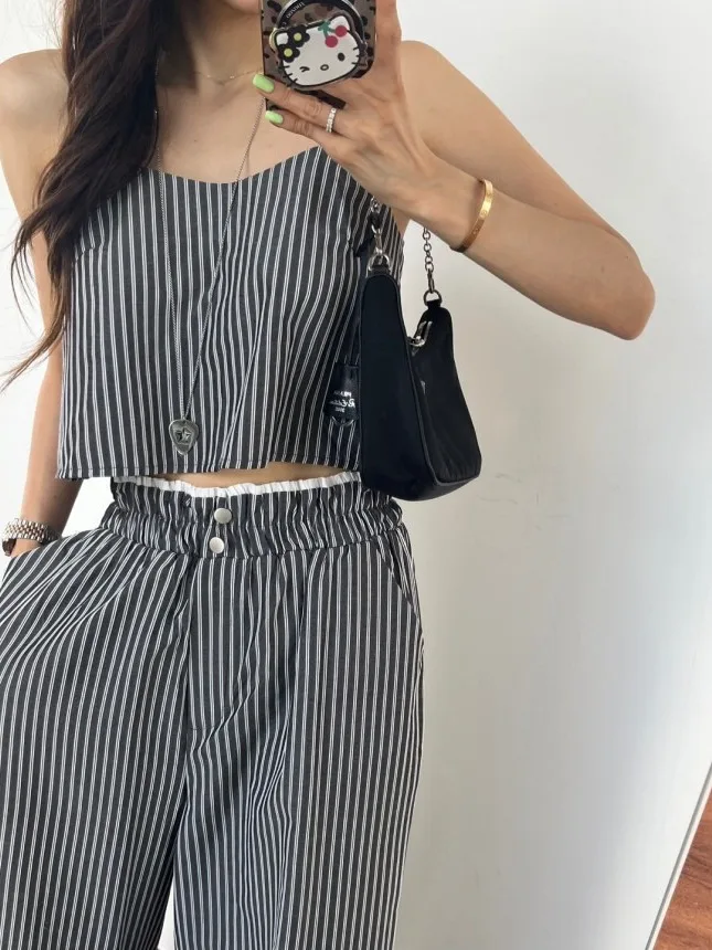 

Жилет Bal ort в полоску в стиле ретро, женские летние новые цветные блузки, повседневные брюки со скрытыми пуговицами, повседневный удобный свитер