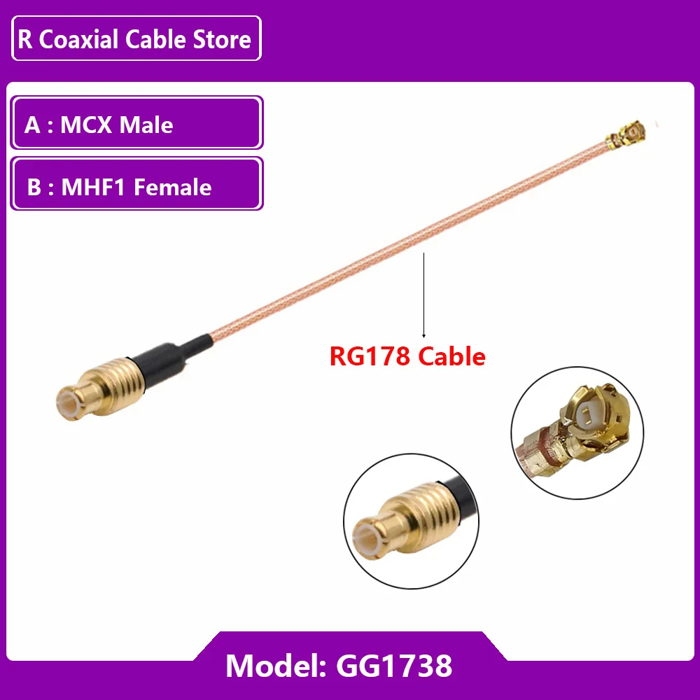 1 pz MCX spina maschio a IPEX1 U.FL IPX connettore femmina Jack RG178 adattatore per cavo Antenna a spirale cavo di prolunga coassiale RF