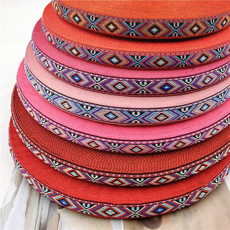 5 Yards 2CM Old Fashioned Vintage Colorful Retro Geometric Jacquard Embroidered Ribbons DIY For Collar Sewing Accessories